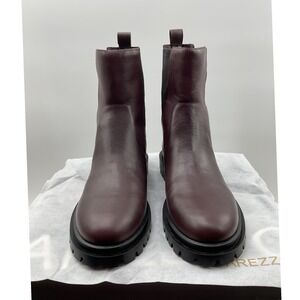 Arezzo Burgundy Leather Lug Sole Chelsea Boots‎ Made in Brazil Womens 8.5B